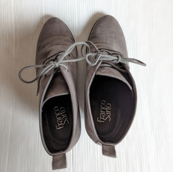FRANCO SARTO Annabelle gray suede oxford wedge ankle booties - Picture 2 of 12